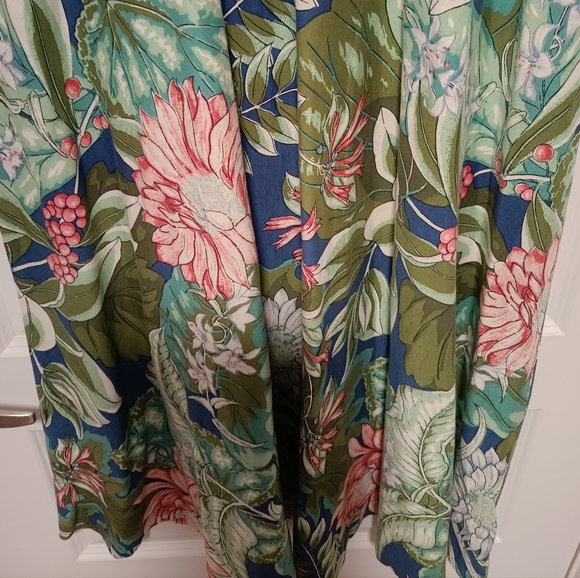 LP🌸 CHAPS Tropical Exotic Green Floral Print Maxi Dress - Picture 4 of 7